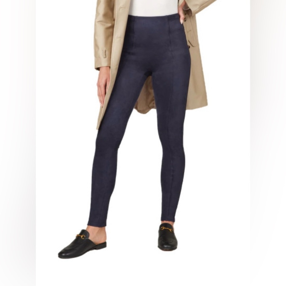 SPANX Faux Suede Leggings Size S Classic Navy High Rise Shaping NWT